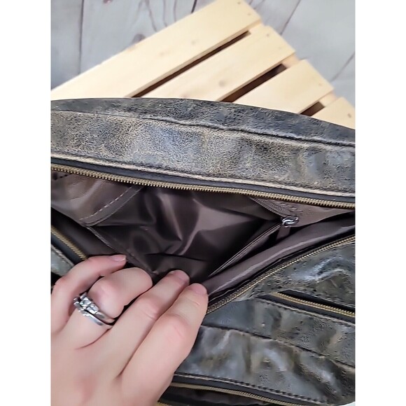 Fossil Genuine Classic Leather Travel Toiletry Bag Brown Multi Zip Compartments - Picture 13 of 16